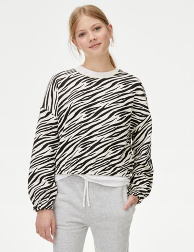 Cotton Rich Zebra Print Sweatshirt (6-16 Yrs)
